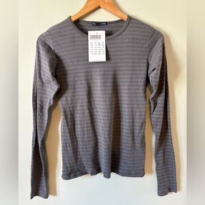 NWT Brandy Melville Grey Striped Long Sleeve Shirt